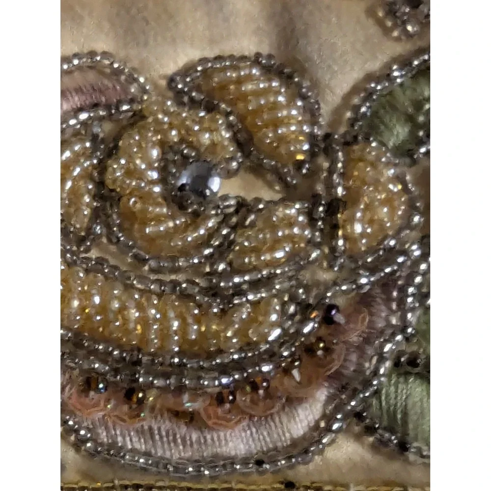 M.S.‎ Collections Beaded Floral Evening Clutch Purse Gold Tone Kiss Lock Frame - Picture 5 of 15